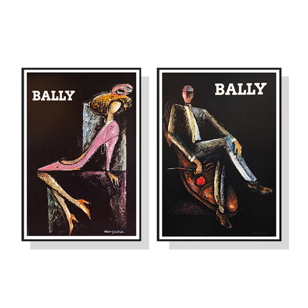 Image of wall art 60cmx90cm bally man & woman 2 sets black frame canvas ideal for luxury casual home interiors