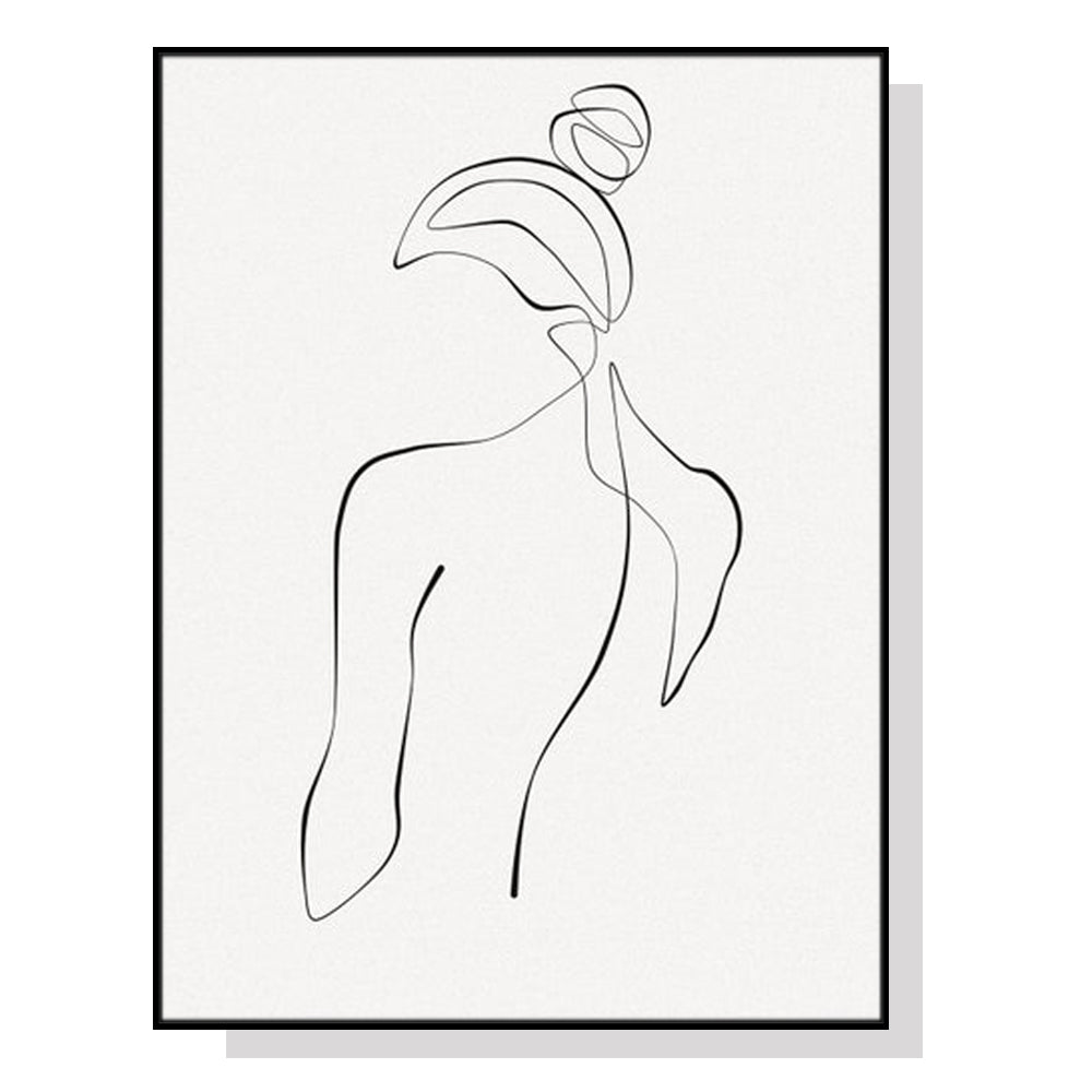 Image of wall art 40cmx60cm woman back line art black frame canvas ideal for luxury casual home interiors