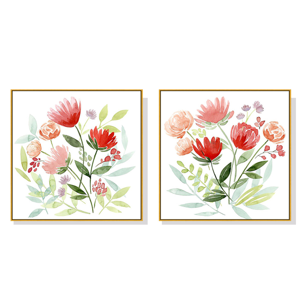 Image of wall art 70cmx70cmflorals 2 sets gold frame canvas ideal for luxury casual home interiors