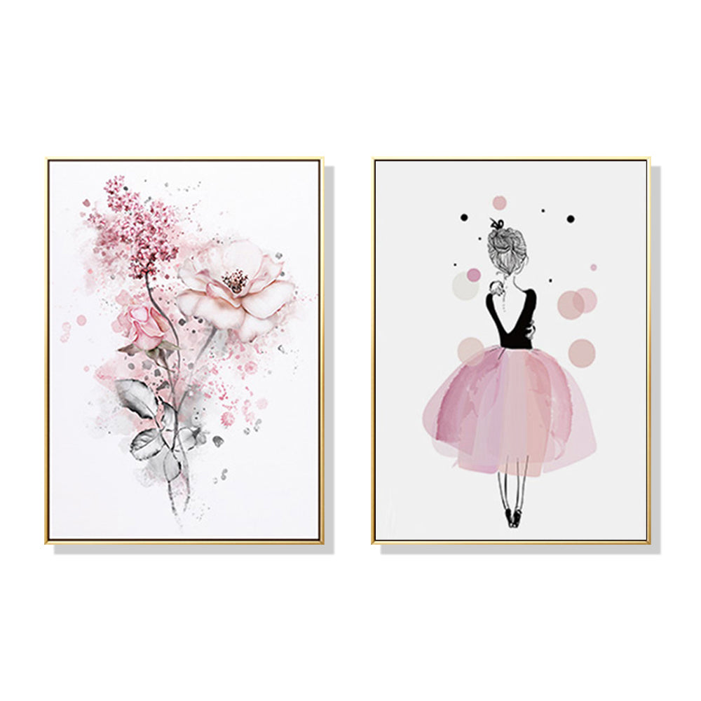 Image of wall art 60cmx90cm dancing ballerina in paris 2 sets gold frame canvas ideal for luxury casual home interiors