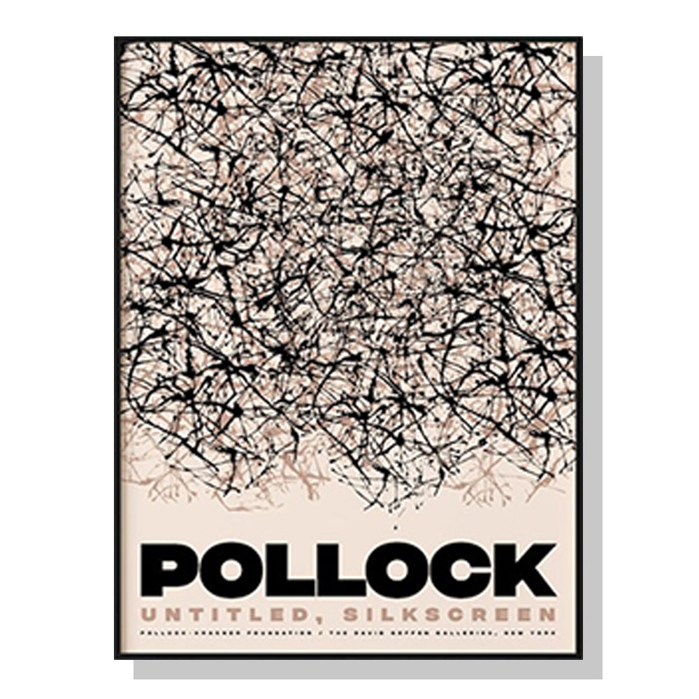 Image of wall art 100cmx150cm jackson pollock exhibition ii black frame canvas ideal for luxury casual home interiors