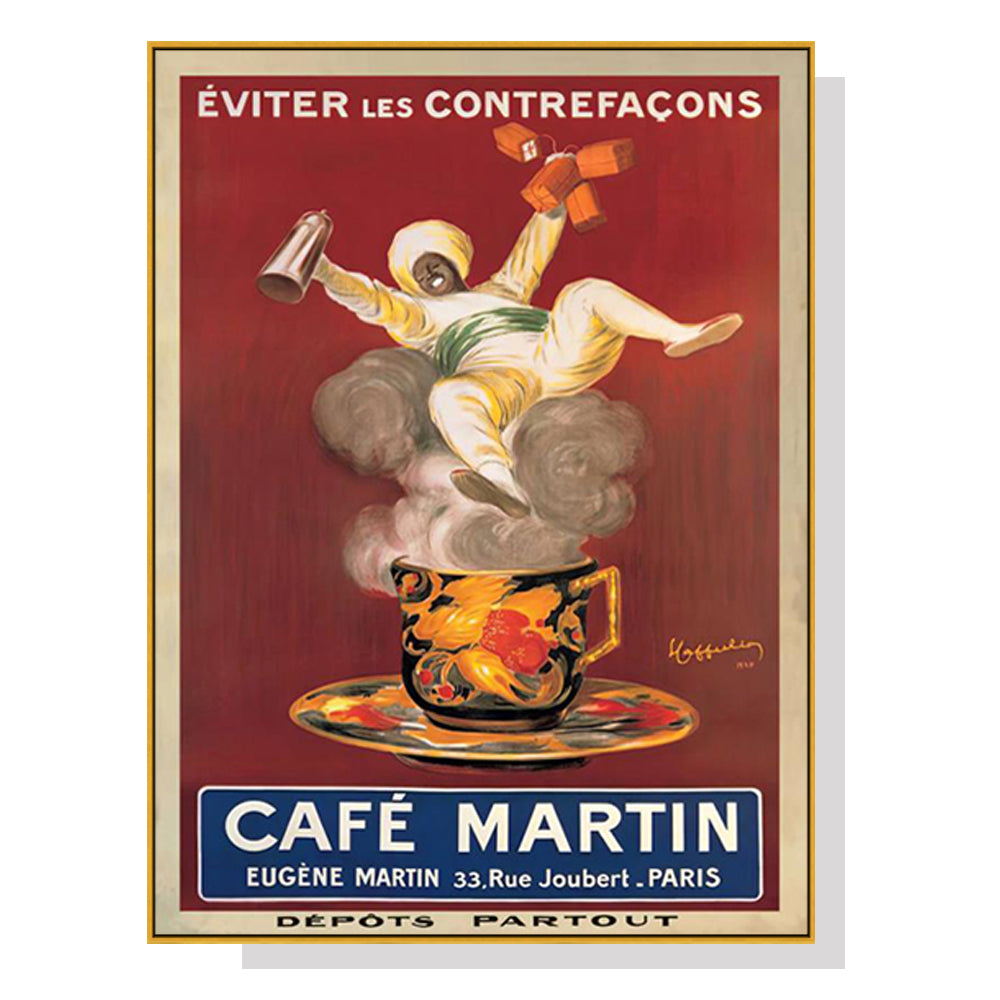 Image of wall art 100cmx150cm cafe martin gold frame canvas ideal for luxury casual home interiors