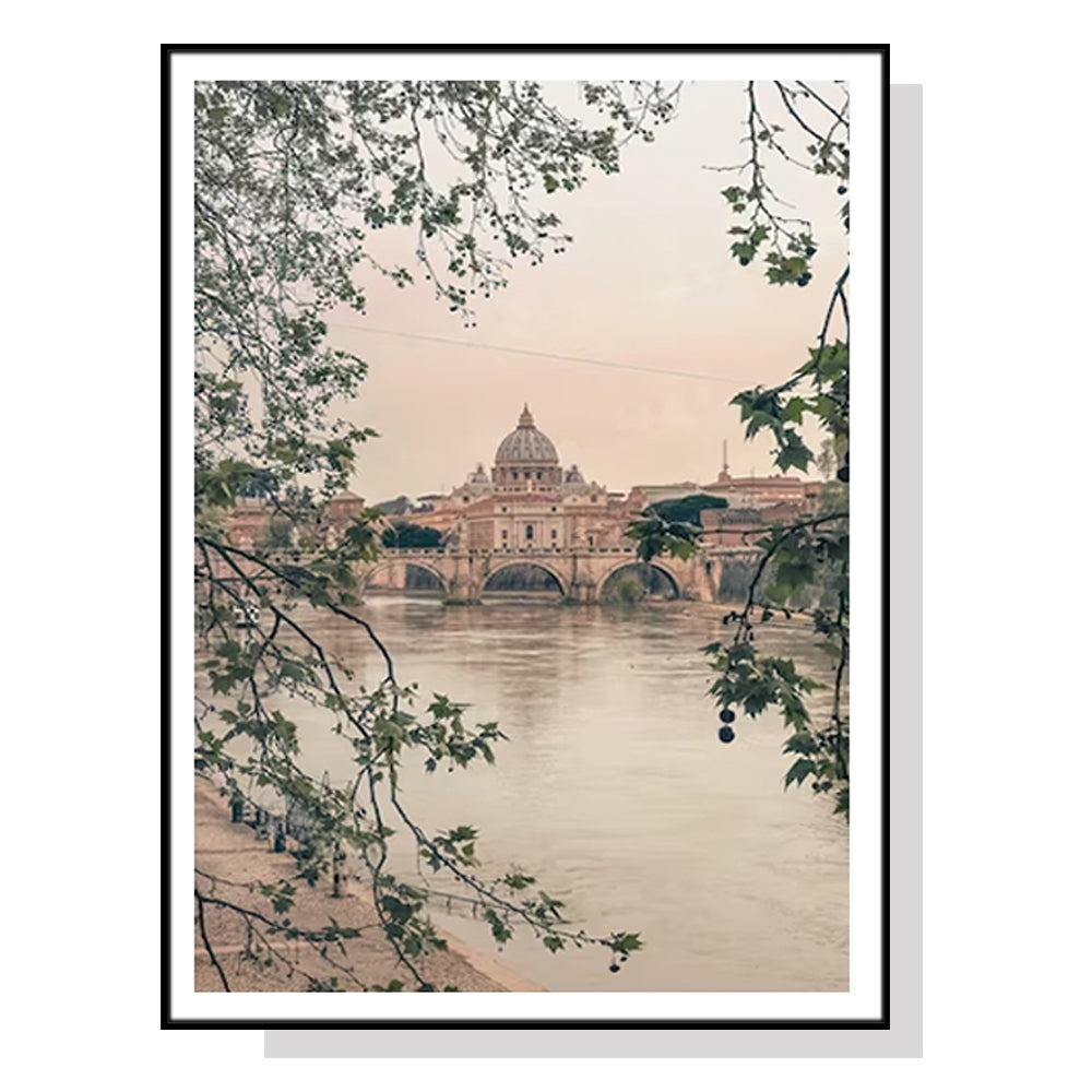 Image of wall art 90cmx135cm rome city black frame canvas ideal for luxury casual home interiors