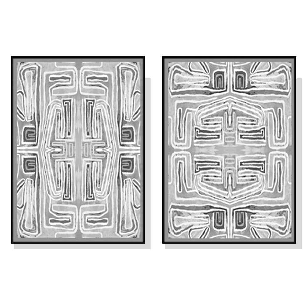Image of wall art 90cmx135cm black white pattern 2 sets black frame canvas ideal for luxury casual home interiors