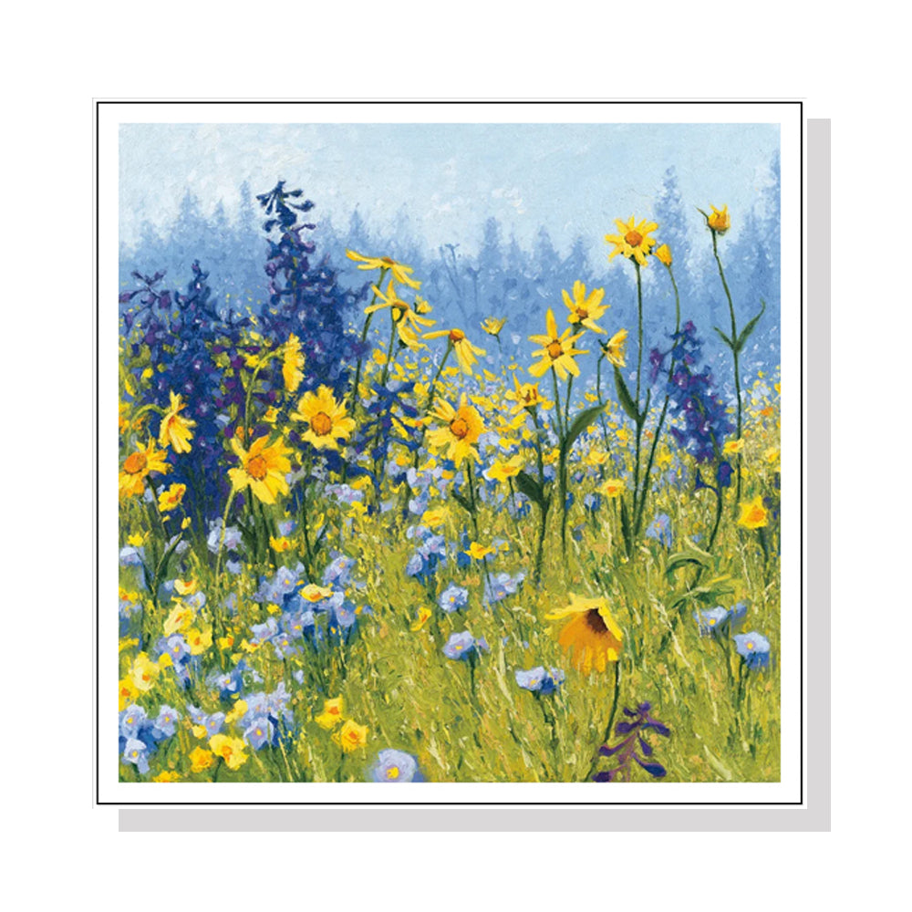 Image of wall art 40cmx40cm joyful in july white frame canvas ideal for luxury casual home interiors