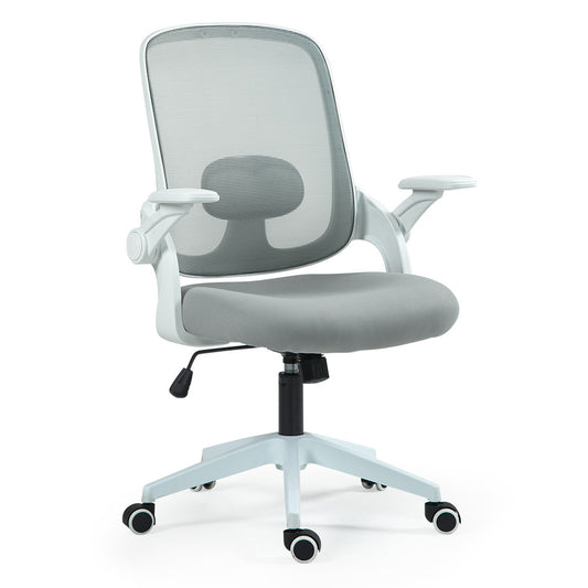 Image of fortia ergonomic office desk chair, coolmesh fabric, adjustable recline, grey mesh/white frame  versatile for both home and professional use
