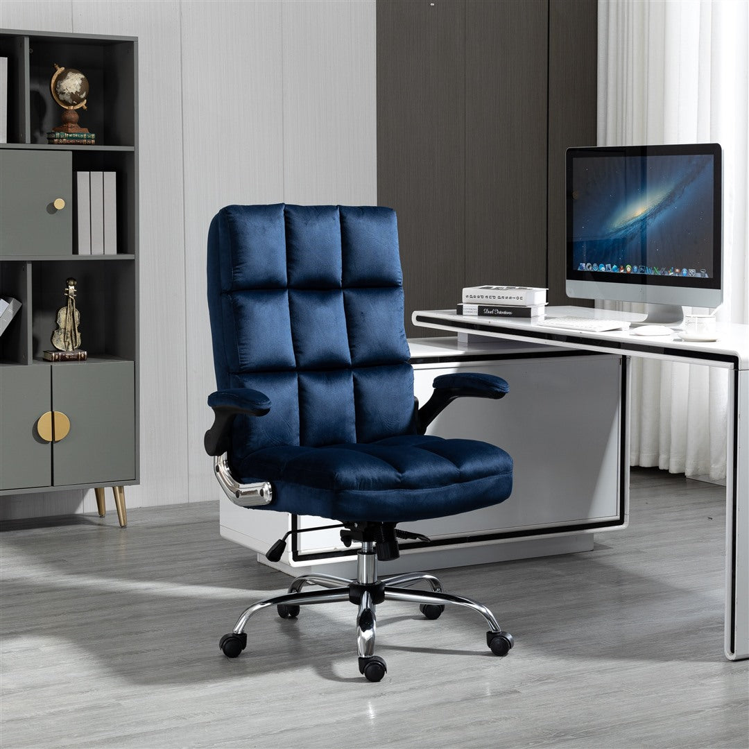 Image of velvet home ergonomic swivel adjustable tilt angle and flip-up arms office chair versatile for both home and professional use
