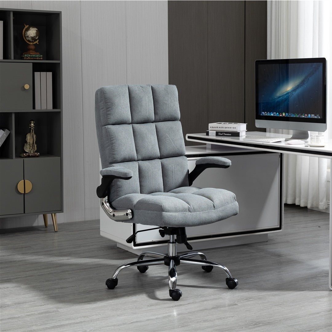 Image of soft velvet home ergonomic swivel adjustable tilt angle and flip-up arms office chair versatile for both home and professional use