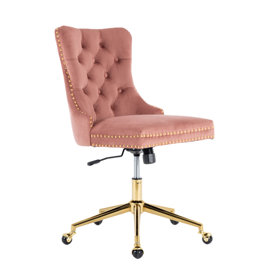 Image of velvet home office chair- pink  versatile for both home and professional use