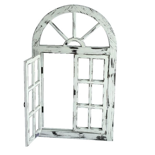 Image of rustic white scarlett window mirror  available at The Epic Shop