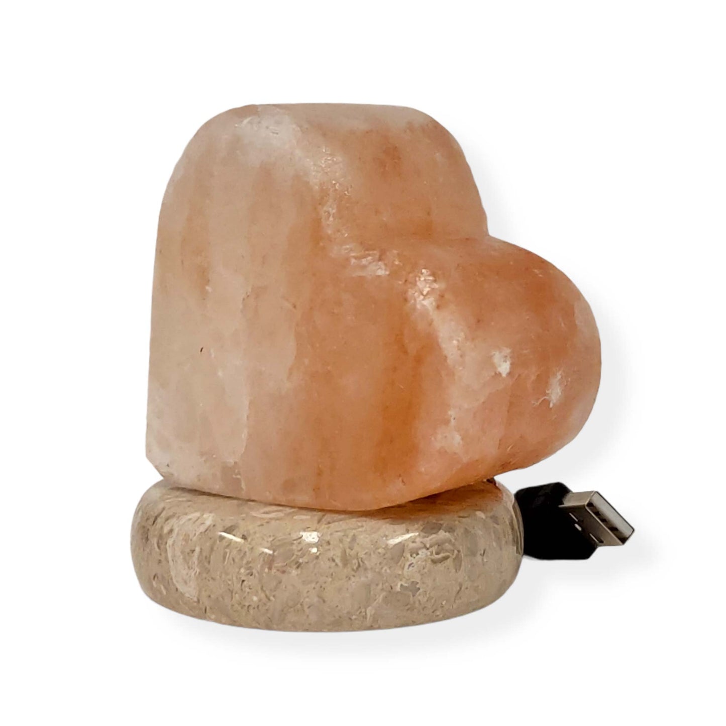 Image of usb himalayan salt lamp - heart love carved shape pink crystal rock led light versatile for both home and professional use