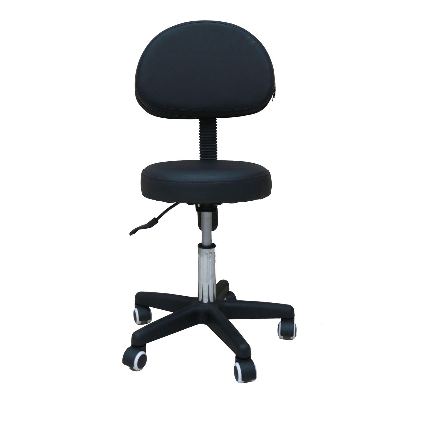Image of salon stool - adjustable swivel chair with back - pedicure beauty hairdressing suitable for aged care, corporate offices, and commercial settings