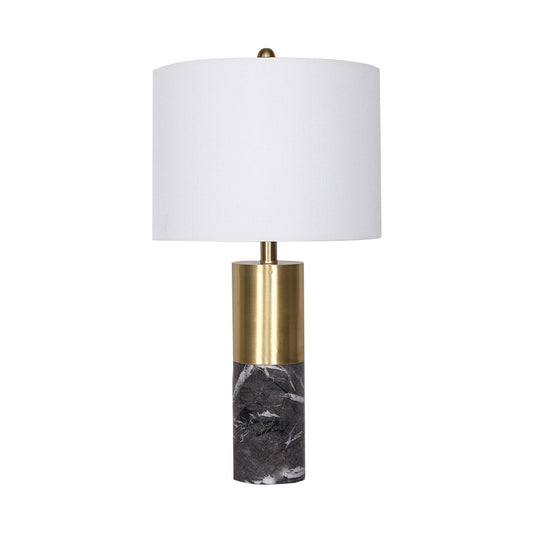 Image of sarantino metal and marble table lamp in black  ideal for luxury casual home interiors