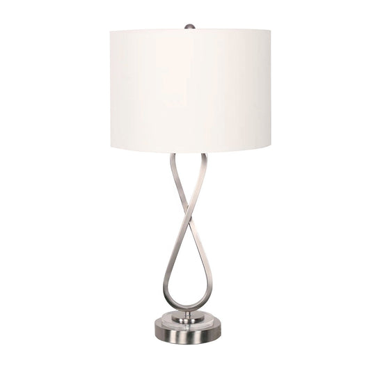 Image of sarantino contemporary table lamp in nickel finish  ideal for luxury casual home interiors