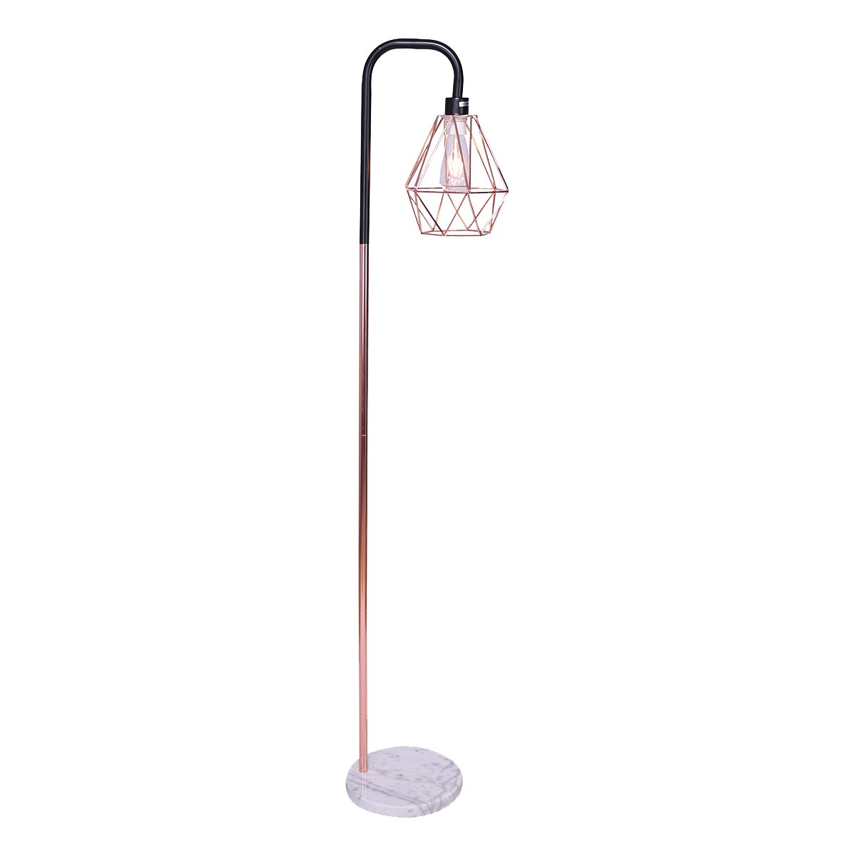Image of sarantino rose gold floor lamp with geometric shade versatile for both home and professional use