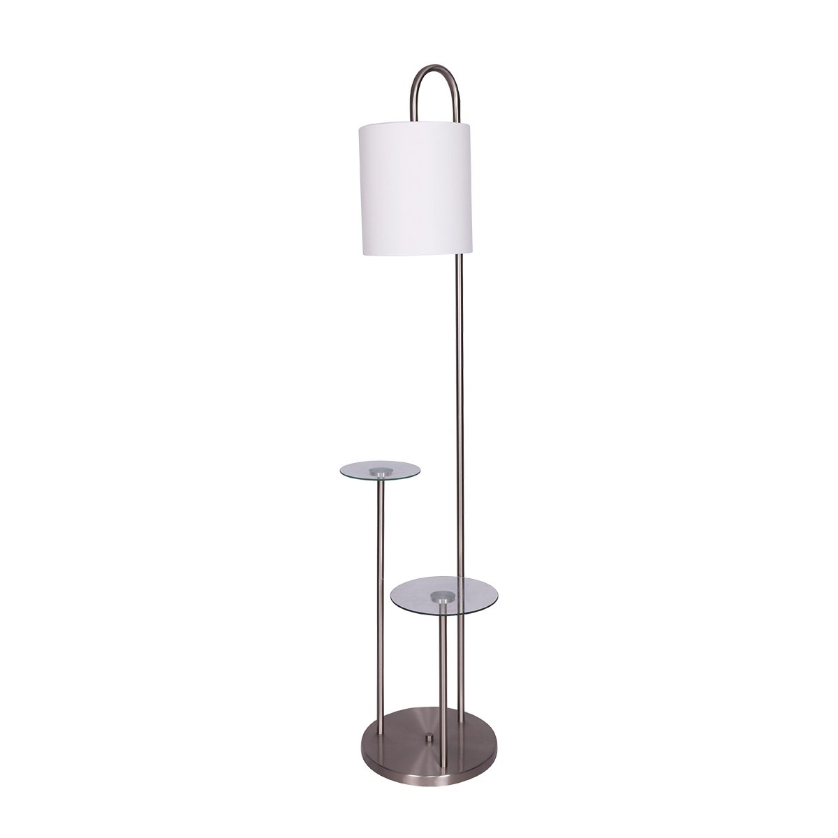 Image of sarantino metal floor lamp with glass shelves ideal for luxury casual home interiors