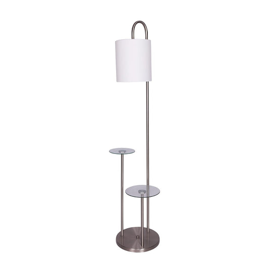 Image of sarantino metal floor lamp with glass shelves  ideal for luxury casual home interiors