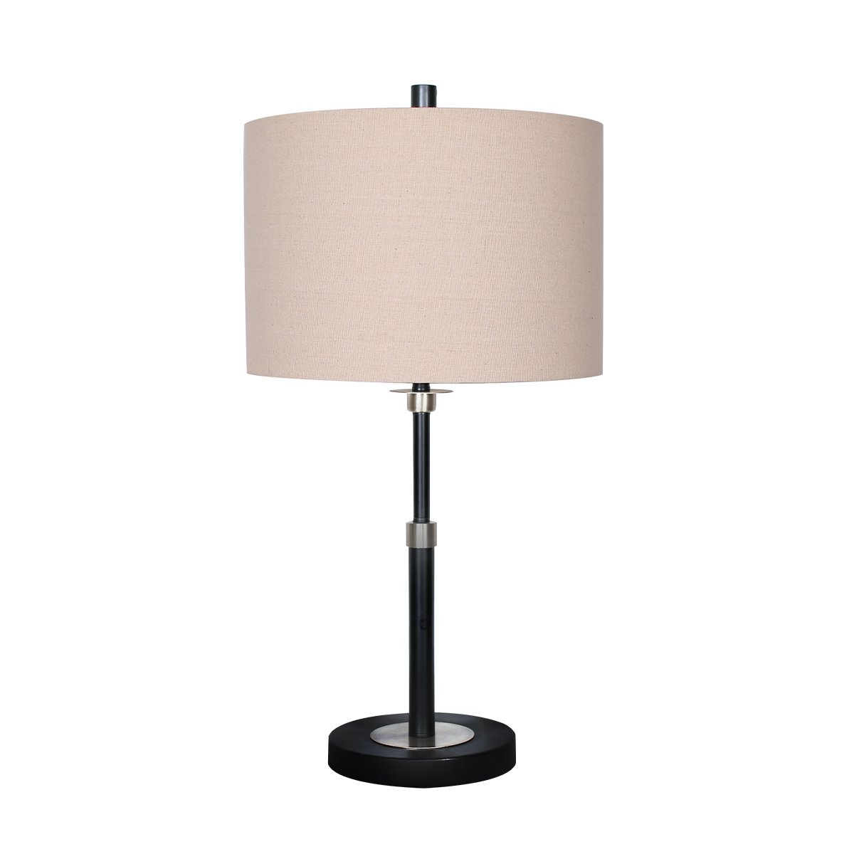 Image of sarantino metal table lamp with linen drum shade versatile for both home and professional use