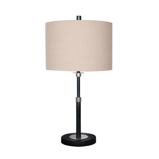 Image of sarantino metal table lamp with linen drum shade  versatile for both home and professional use