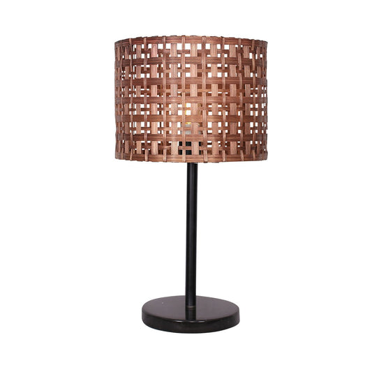 Image of sarantino rattan desk lamp with black marble base  available at The Epic Shop