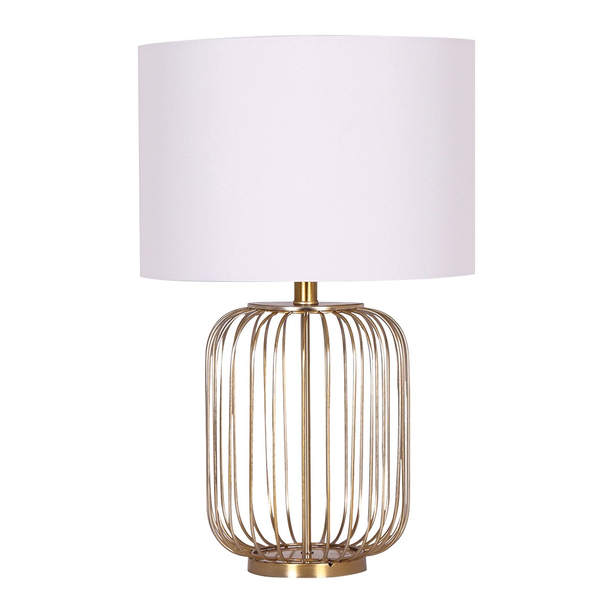 Image of sarantino rose gold table lamp with linen drum shade versatile for both home and professional use