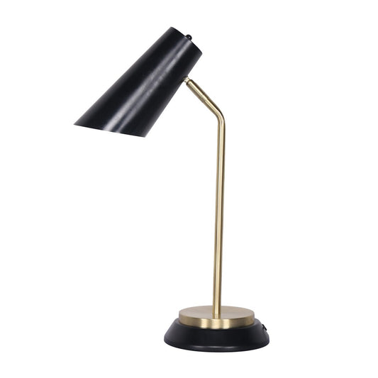 Image of sarantino electric reading light table lamp brass finish - black  versatile for both home and professional use
