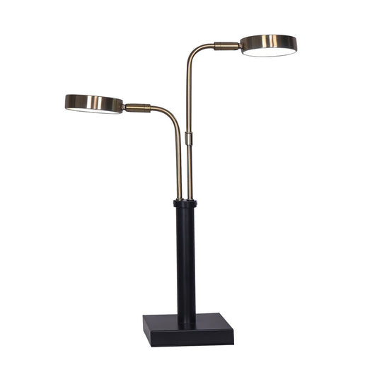 Image of sarantino led metal table lamp with 2 lights brushed gold black finish  versatile for both home and professional use