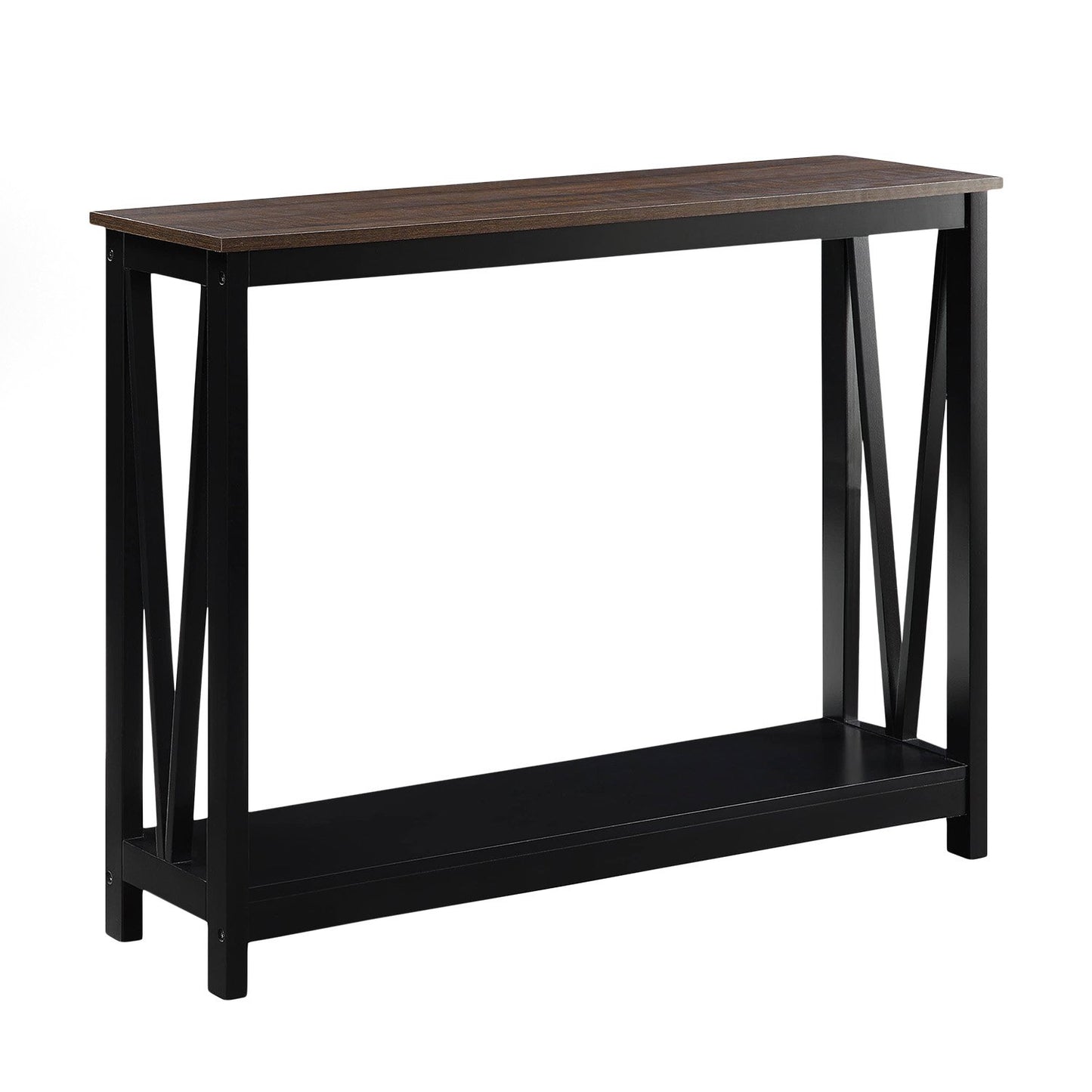 Image of sarantino cielo 2-tier console table dark walnut ideal for luxury casual home interiors
