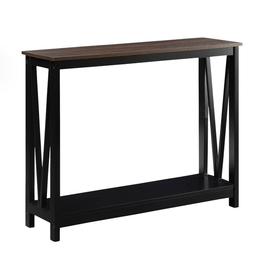 Image of sarantino cielo 2-tier console table dark walnut  ideal for luxury casual home interiors