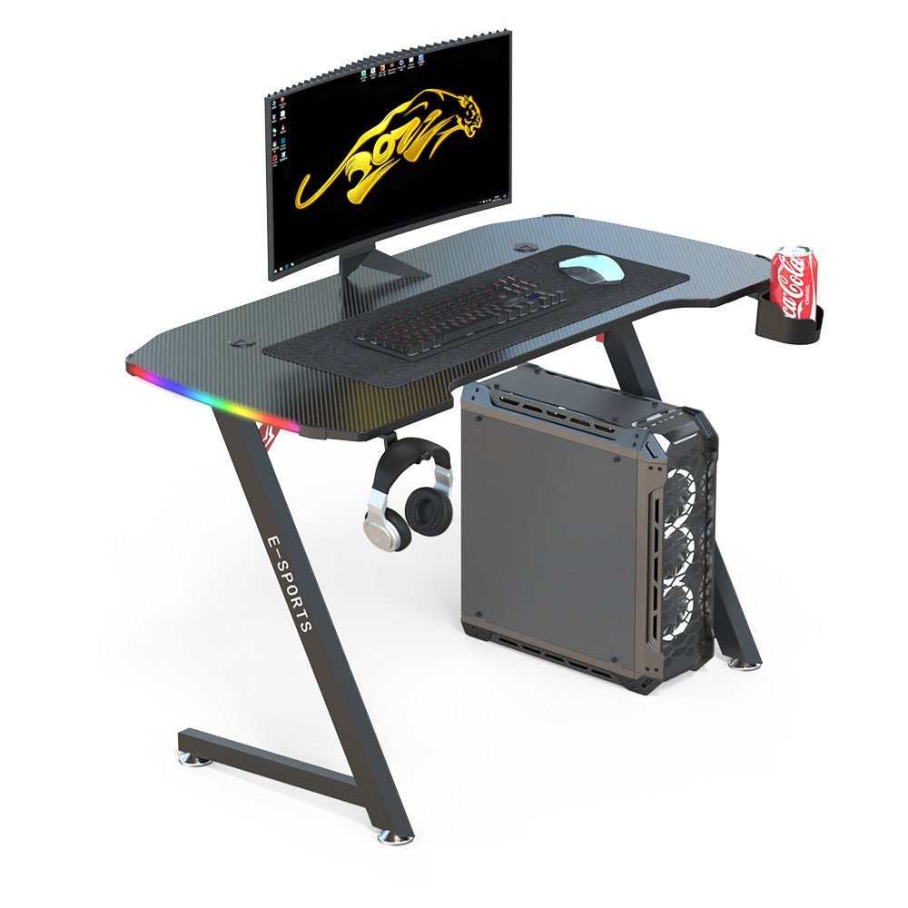 Image of 120cm new arrive computer table z shaped gaming desk with rgb led lights gaming tables suitable for aged care, corporate offices, and commercial settings