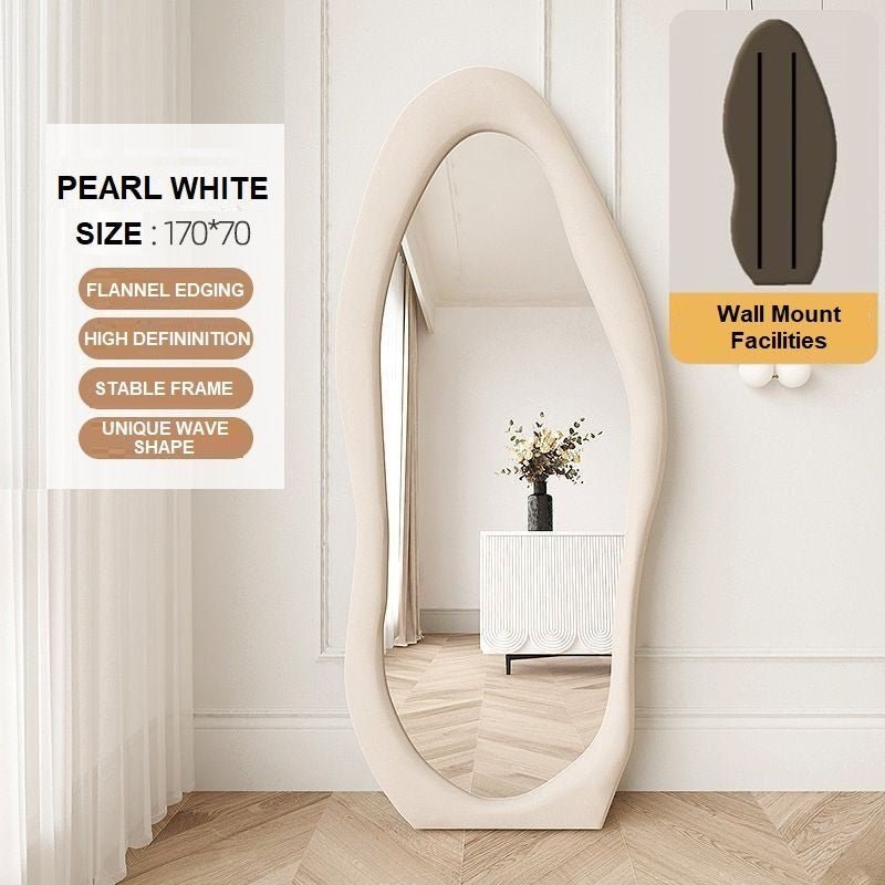 Image of 1.7m standing maiden mirror full length aesthetic full size floor mirror bedroom creative modern deco pearl white ideal for luxury casual home interiors