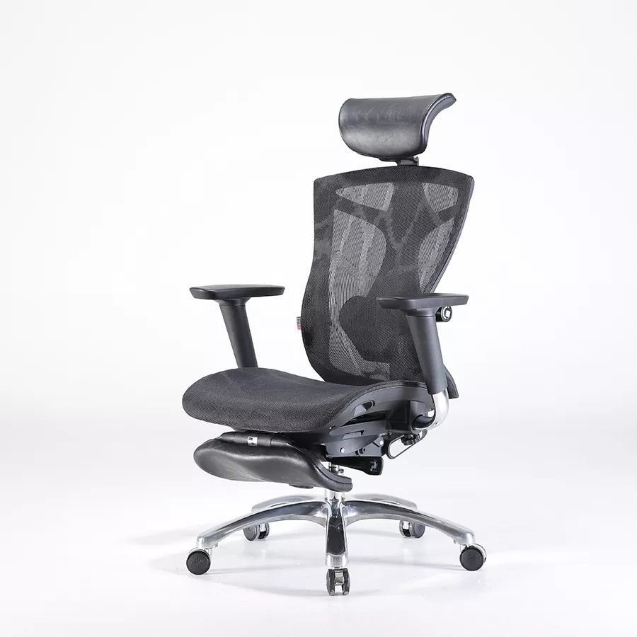 Image of sihoo ergonomic office chair v1 4d adjustable high-back breathable with footrest and lumbar support grey suitable for aged care, corporate offices, and commercial settings