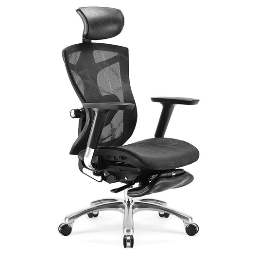Image of sihoo ergonomic office chair v1 4d adjustable high-back breathable with footrest and lumbar support black  suitable for aged care, corporate offices, and commercial settings
