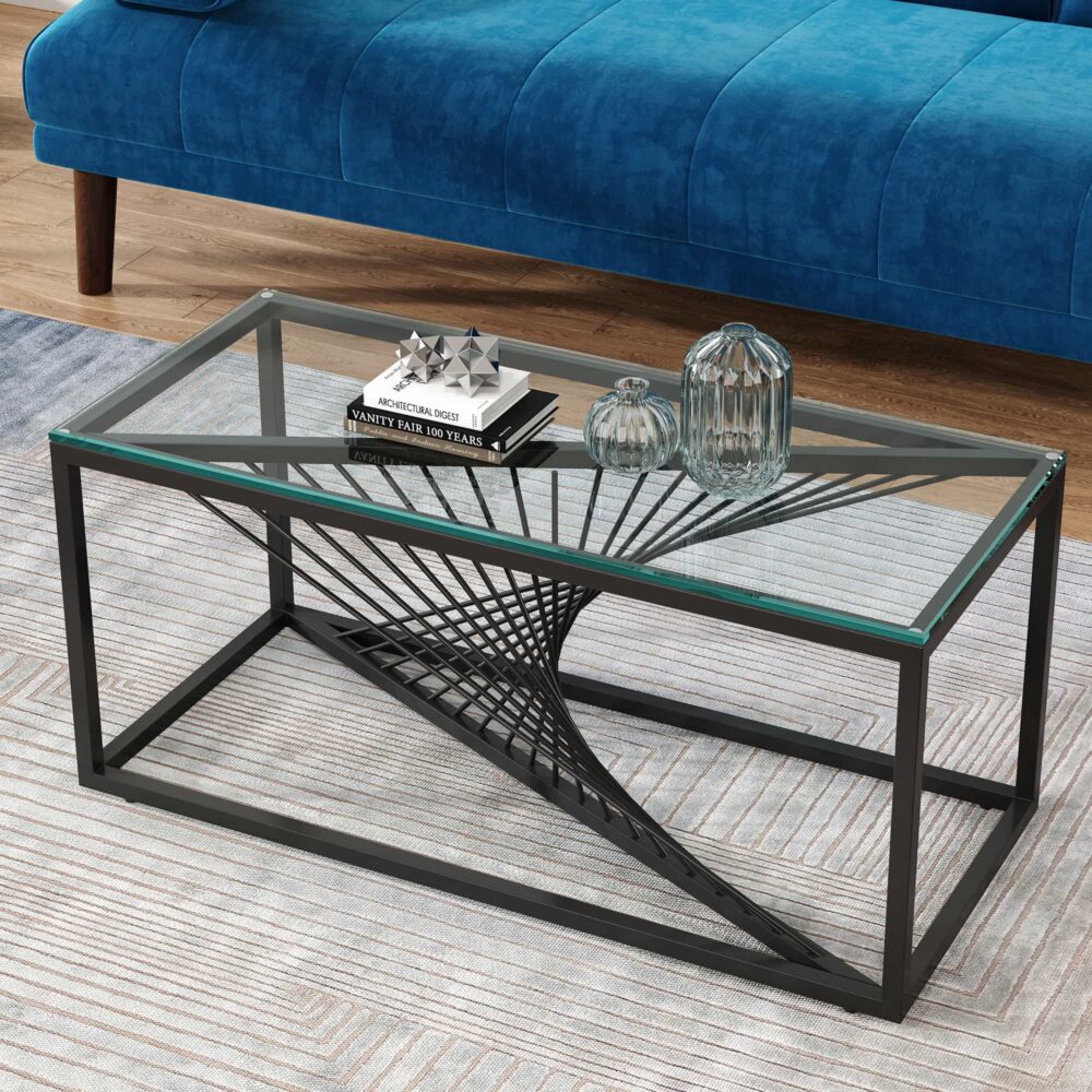 Image of eleganza glass enclave coffee table ideal for luxury casual home interiors
