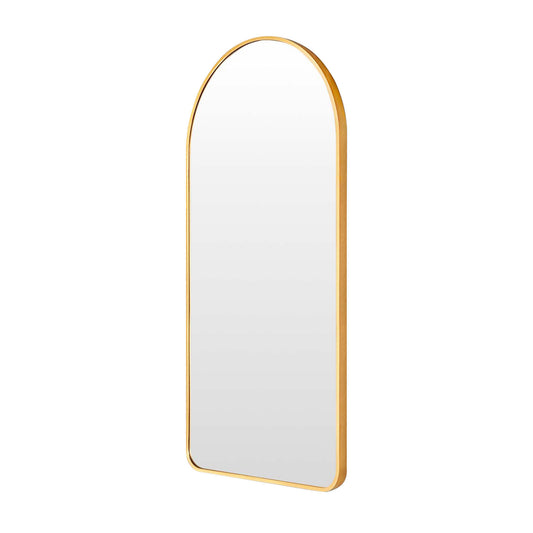 Image of wall arch mirror arc aluminum frame bathroom 50x100cm gold  ideal for luxury casual home interiors