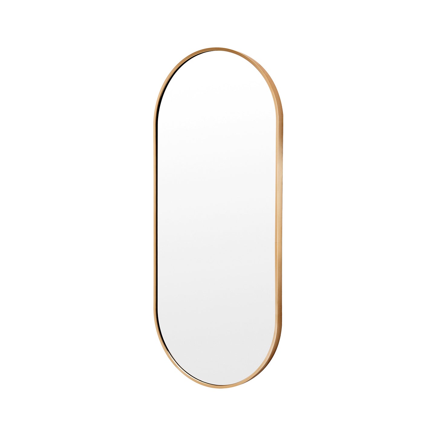 Image of wall mirror oval aluminum frame bathroom 45x100cm gold ideal for luxury casual home interiors