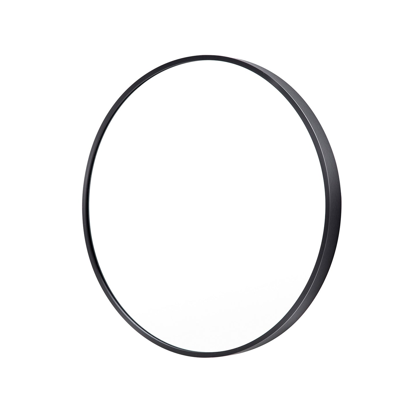 Image of wall mirror round aluminum frame bathroom 70cm black ideal for luxury casual home interiors