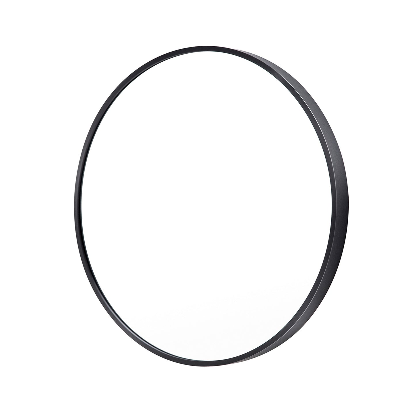 Image of wall mirror round aluminum frame bathroom 80cm black ideal for luxury casual home interiors