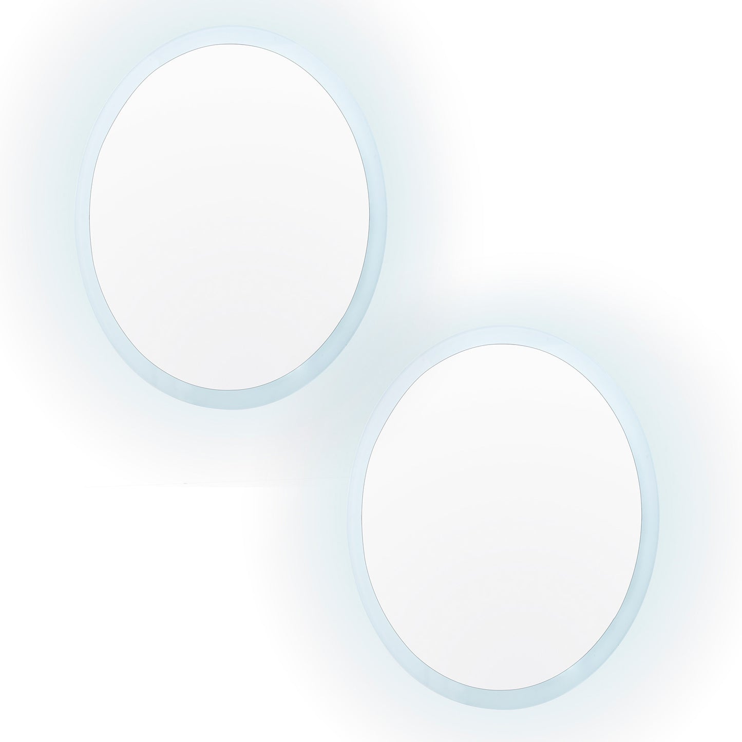 Image of 2 set led wall mirror round anti-fog bathroom 70cm ideal for luxury casual home interiors