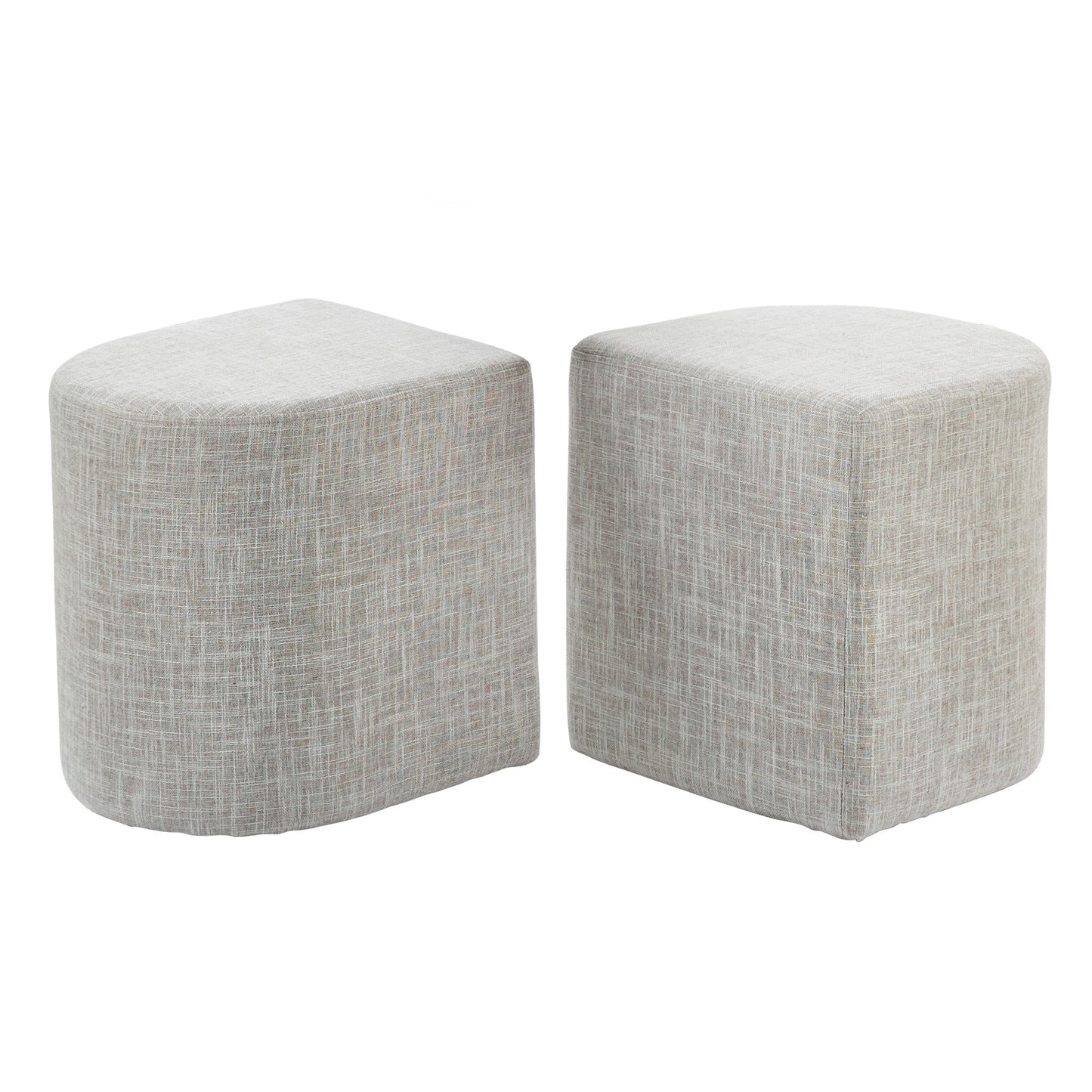 Image of 2x ottoman stool linen fabric footstool foot rest pouffe pouf seat - cream grey ideal for luxury casual home interiors