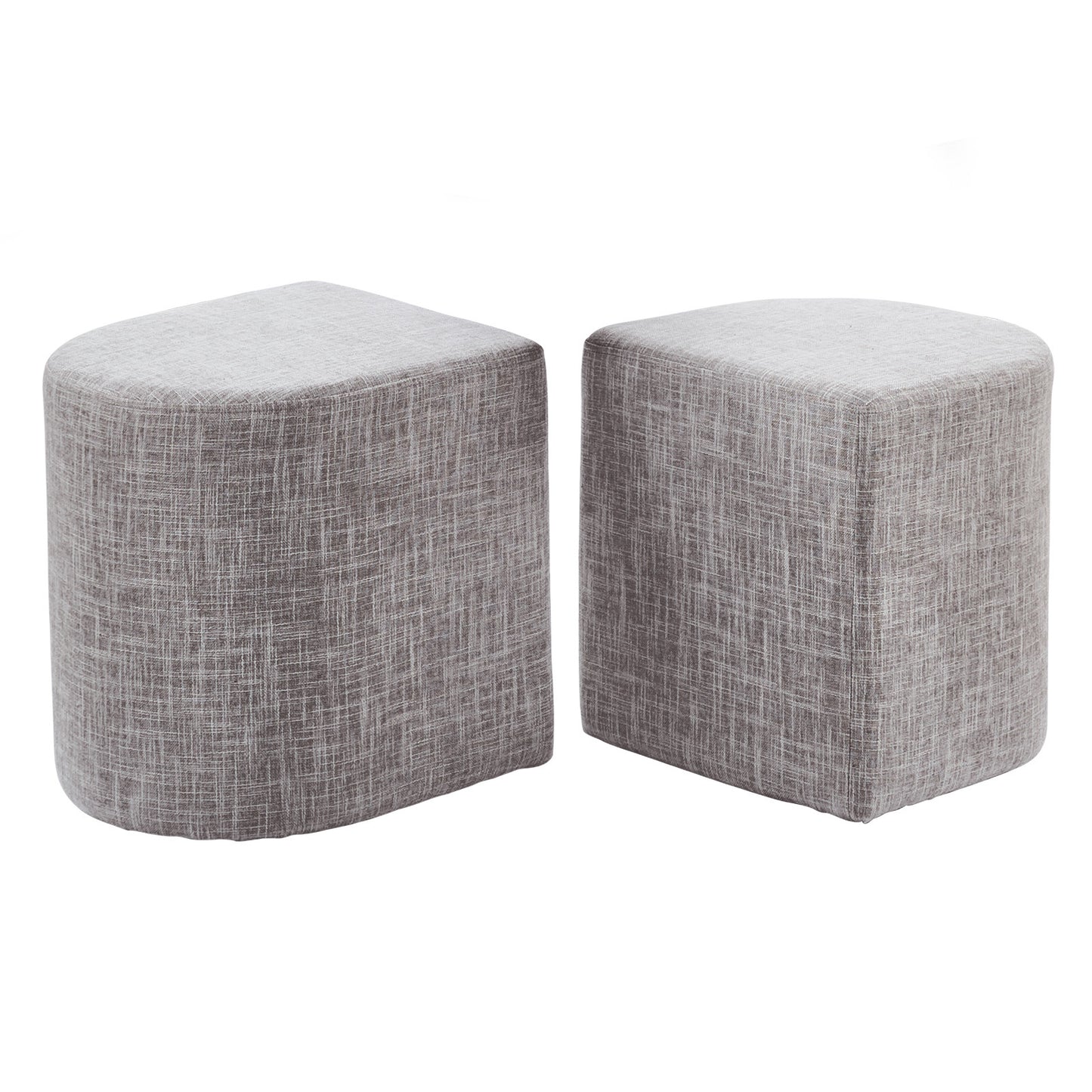 Image of 2x ottoman stool linen fabric footstool foot rest pouffe pouf seat - dark grey ideal for luxury casual home interiors