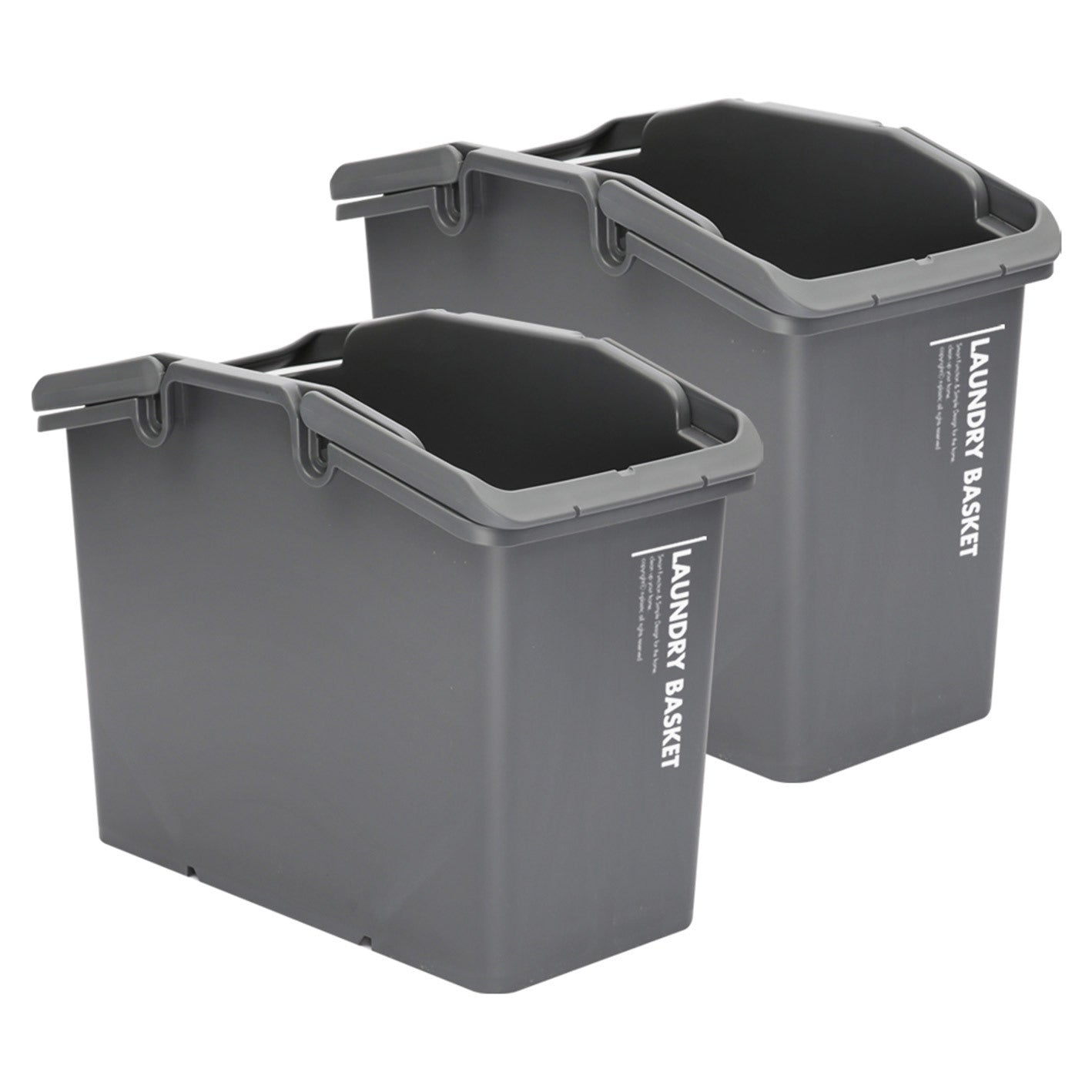 Image of 2 set stackable multipurpose laundry basket dark grey suitable for aged care, corporate offices, and commercial settings