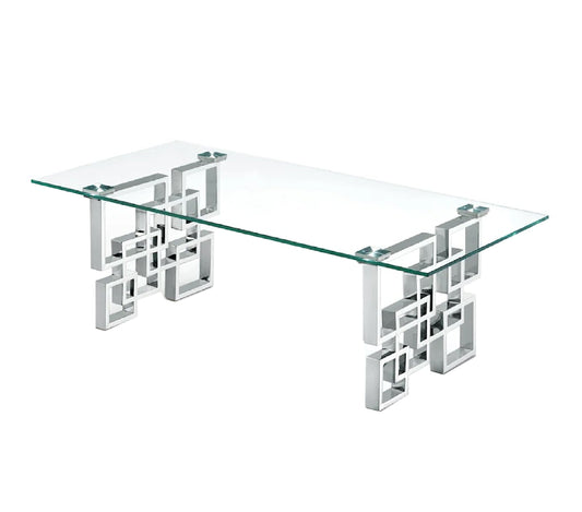 Image of royale silver coffee table - clear glass  ideal for luxury casual home interiors