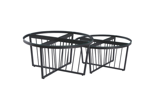 Image of salina coffee table 80cm black base -clear glass  ideal for luxury casual home interiors