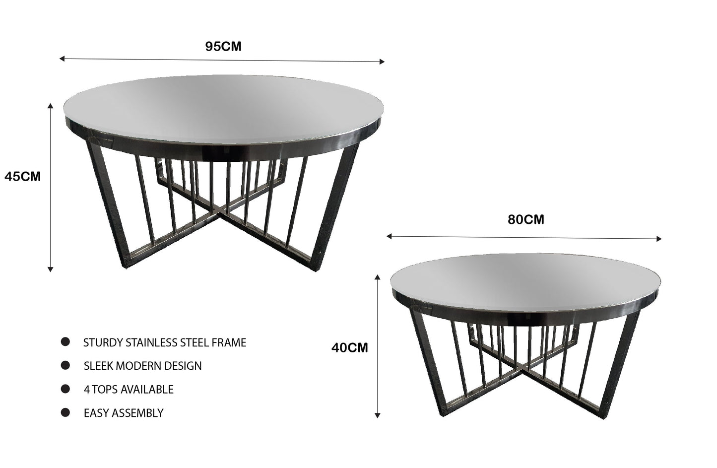 Image of salina coffee table 80cm black base - mirror glass ideal for luxury casual home interiors