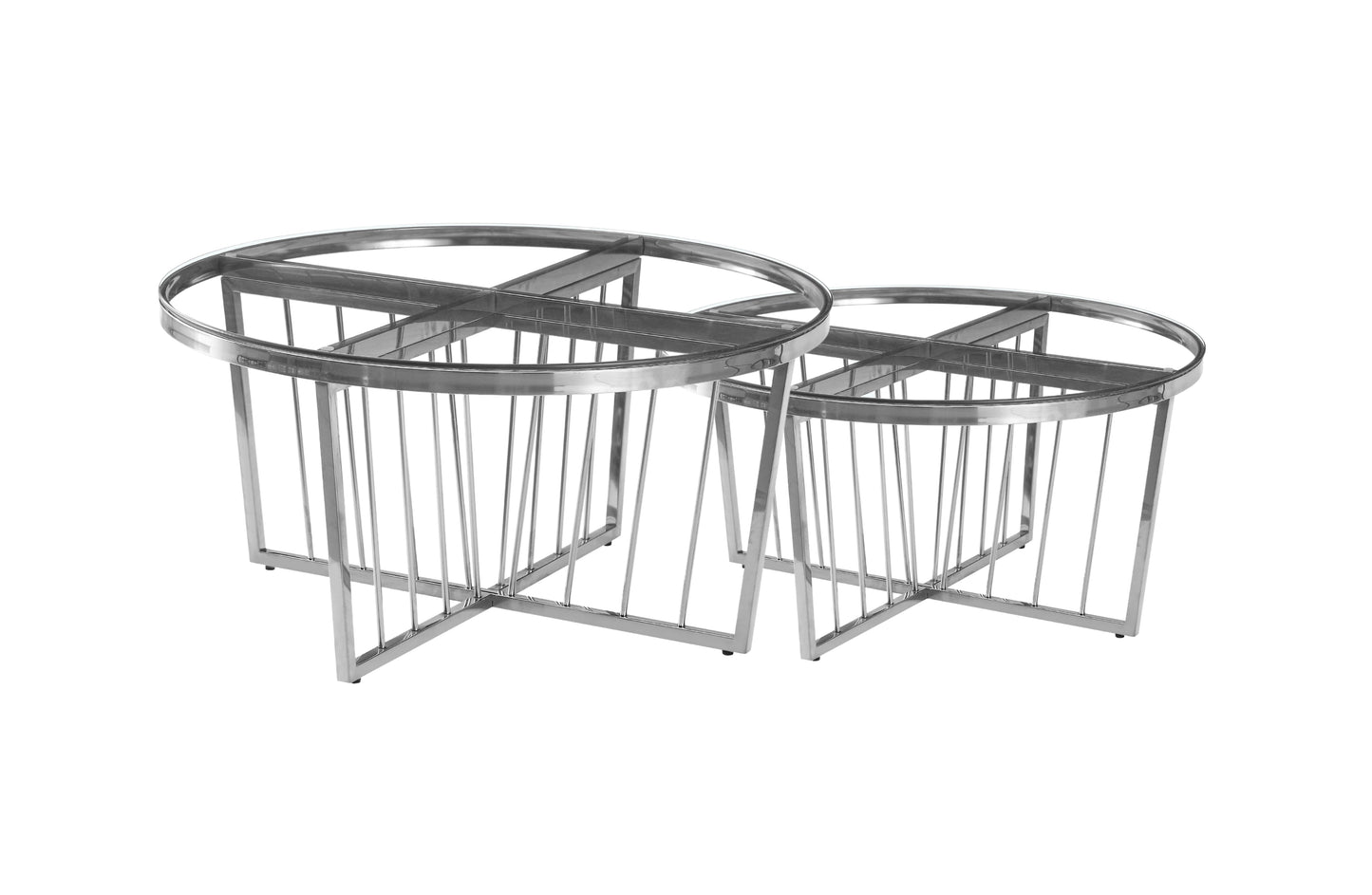 Image of salina coffee table 80cm silver base -clear glass ideal for luxury casual home interiors