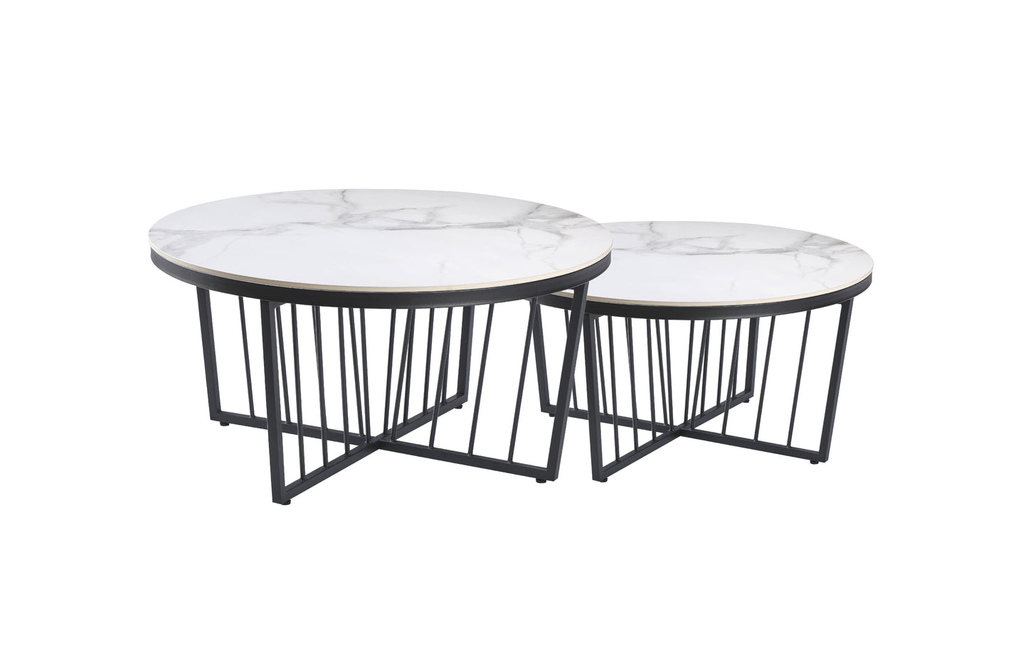 Image of salina coffee table 90cm black base - white marble ideal for luxury casual home interiors