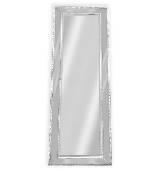 Image of medium white beaded framed mirror - 70cm x 170cm ideal for luxury casual home interiors