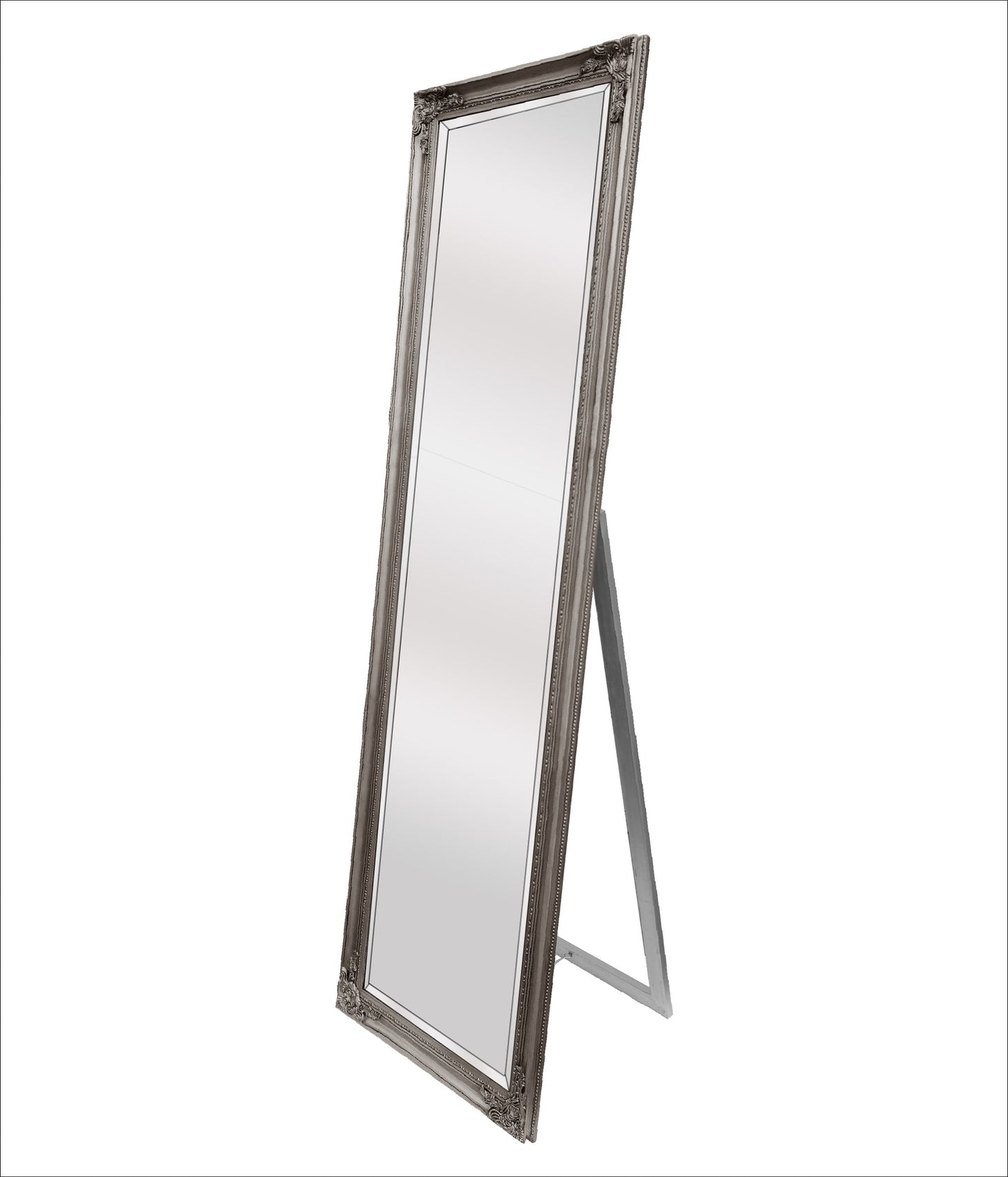 Image of french provincial ornate mirror - antique silver - free standing 50cm x 170cm available at The Epic Shop