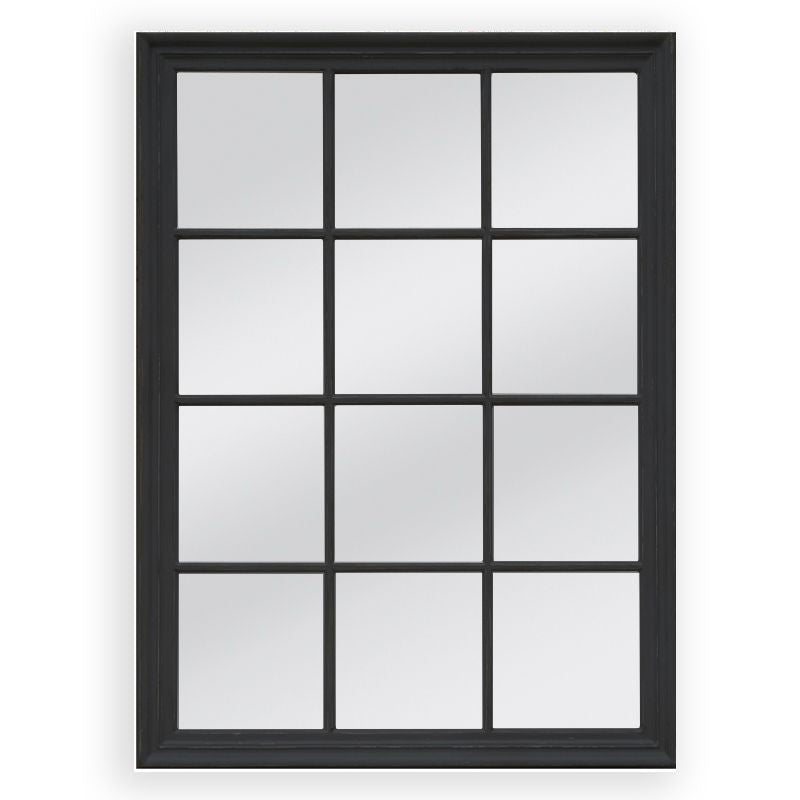 Image of window style mirror - black rectangle 95cm x 130cm ideal for luxury casual home interiors